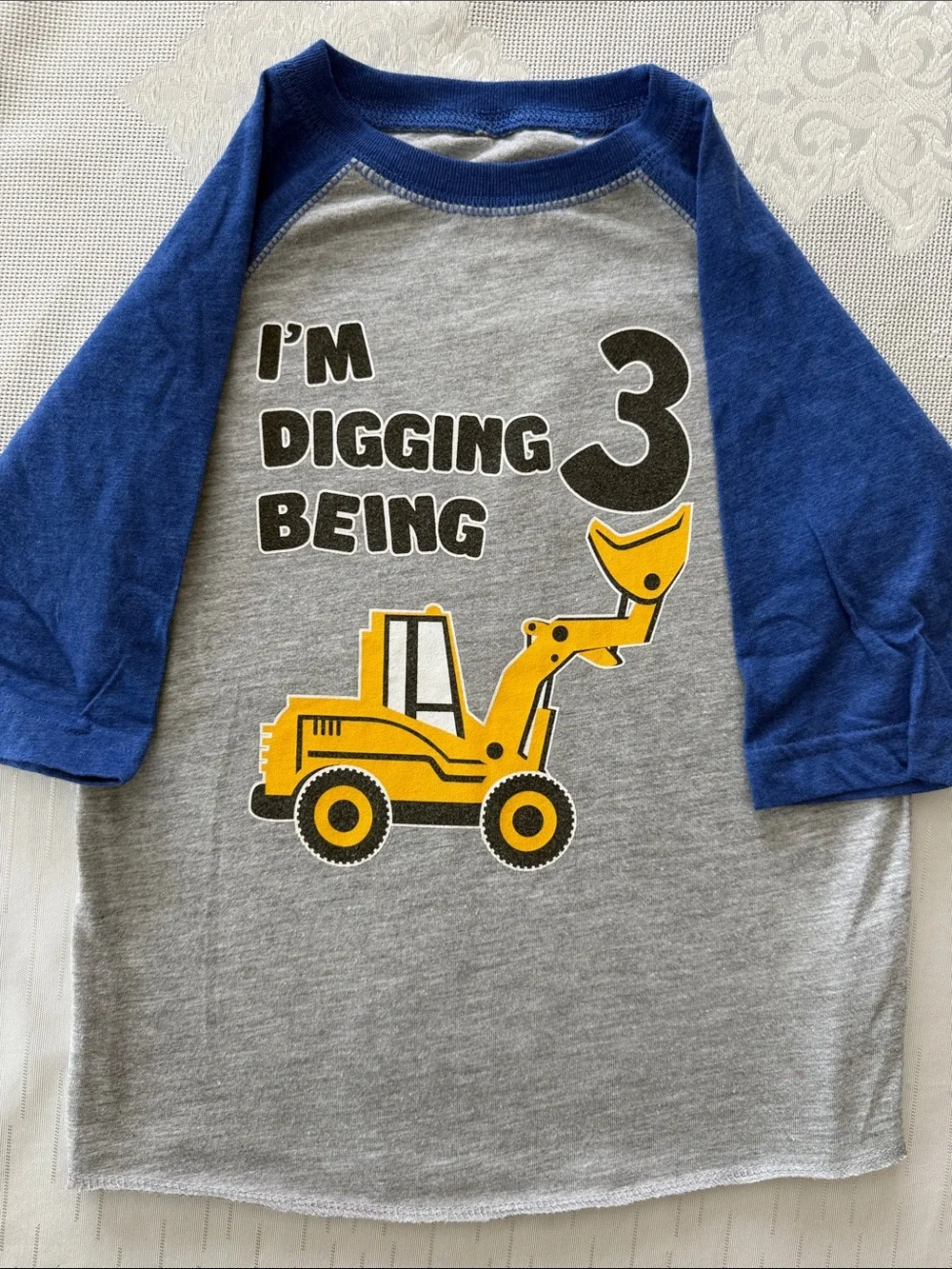 Birthday Kids 3T Construction Truck Graphic Tee - Blue & Gray